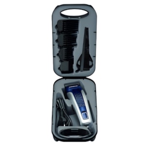 Cortador de Cabelo Mondial Titanium Power CR-09M com Maleta e Acessorios 127V/60HZ Azul/Prata