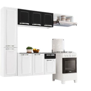 Cozinha Compacta Itatiaia Branco/Preto com Balcao 8 Portas 1Gaveta 3500001827