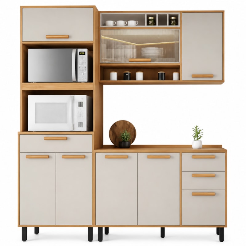 Cozinha Compacta Itatiaia Nápoles 7 Portas 3 Gavetas Nichos com Tampo Resistente Cinamomo/Off White-1d152ba2-af30-451c-bc85-b3d6187864ad