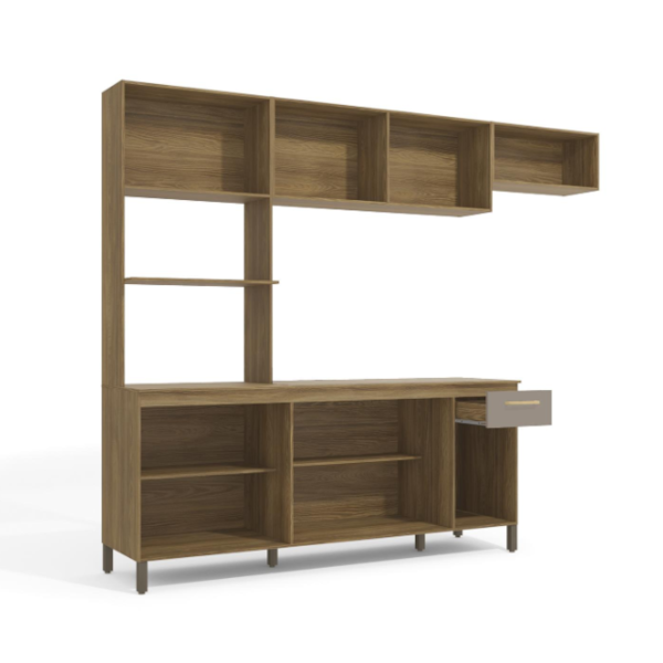 Cozinha Compacta Kappesberg 8 Portas 1 Gaveta Nogueira/Fendi de Madeira-40c296fb-e27a-42a0-b6cb-fb8a81115df8