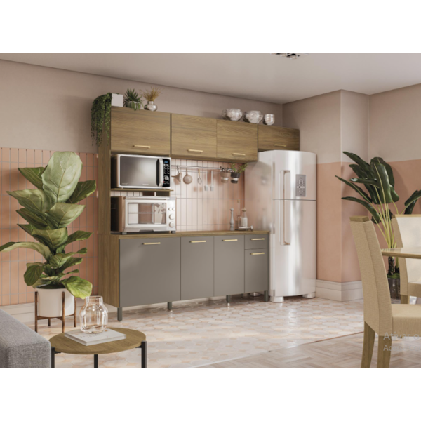 Cozinha Compacta Kappesberg 8 Portas 1 Gaveta Nogueira/Fendi de Madeira-ce5393b1-8796-4d41-ab5d-3d5ffeceb910