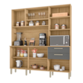 Cozinha Compacta Kits Parana Ferrara 6 Portas 2 Gavetas Freijo/Gris-64f60aa1-c803-4ffe-99cc-df3bc47f5f42