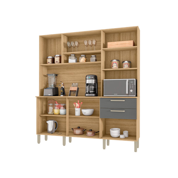 Cozinha Compacta Kits Parana Ferrara 6 Portas 2 Gavetas Freijo/Gris-98f154b8-6c87-42ad-a94a-93022d6b54af