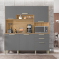 Cozinha Compacta Kits Parana Ferrara 6 Portas 2 Gavetas Freijo/Gris-033929df-857d-4c99-8402-3732be819c9f