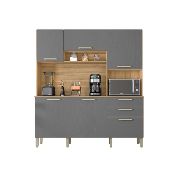 Cozinha Compacta Kits Parana Ferrara 6 Portas 2 Gavetas Freijo/Gris-f470284e-729c-4b90-a1d2-99b6263c2aa1