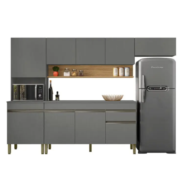 Cozinha Compacta Kits Parana LIine 1500mm 9 Portas 1 Gaveta com Nicho e Tampo Cris/Freijo-8df960f0-e890-483a-86a3-acb858011c33