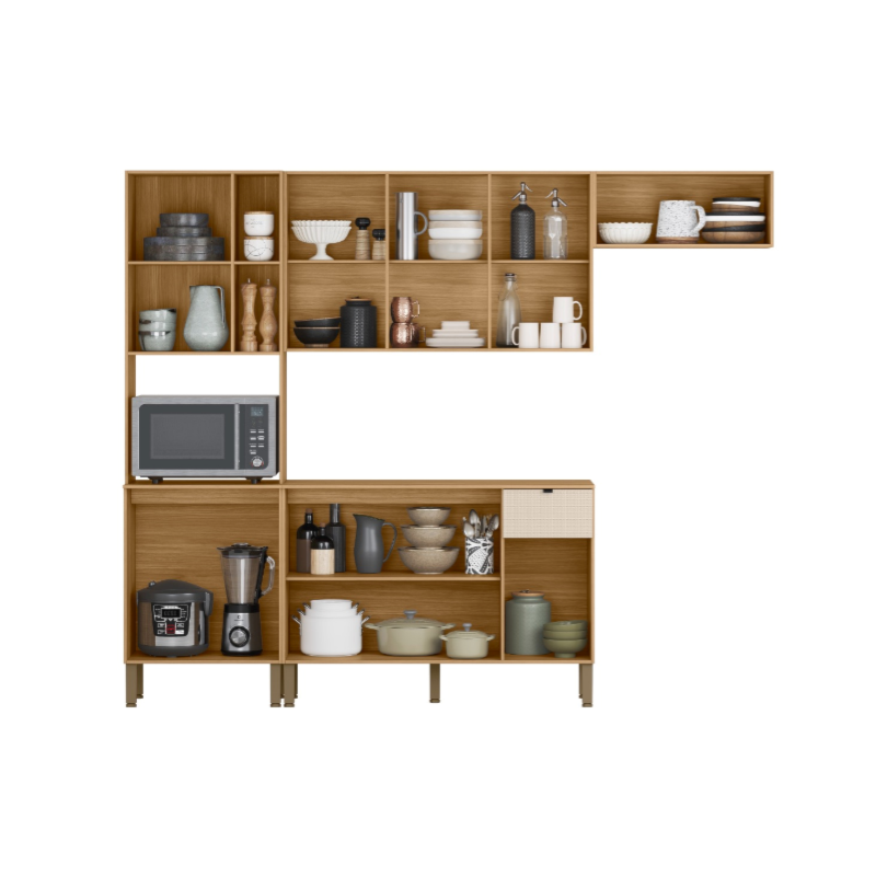 Cozinha Compacta Kits Parana Vert Plus 9 Portas 1 Gaveta Freijo/Soft