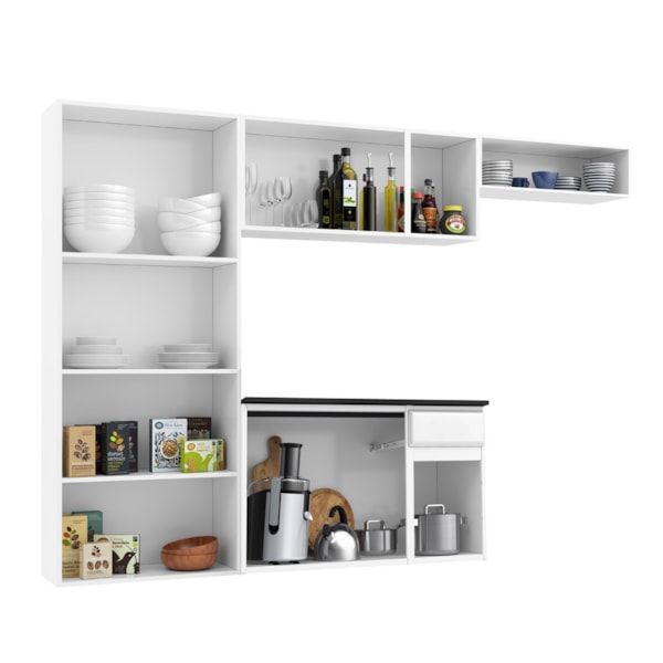 Cozinha Compacta Telasul Rubi Smart 10 Portas 1 Gaveta Branca com Balcao Suspenso Marmore Preto-1bfdc187-c7b9-407c-b217-ab334f76c1e8