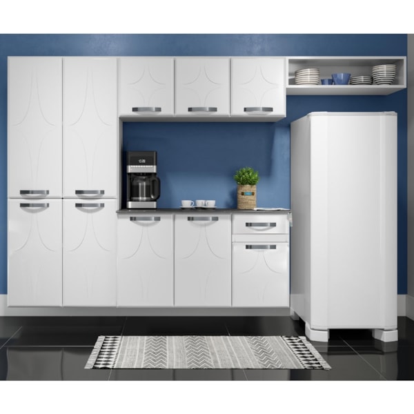 Cozinha Compacta Telasul Rubi Smart 10 Portas 1 Gaveta Branca com Balcao Suspenso Marmore Preto-33fa9346-b87e-465d-8ad5-6bd03878f20c