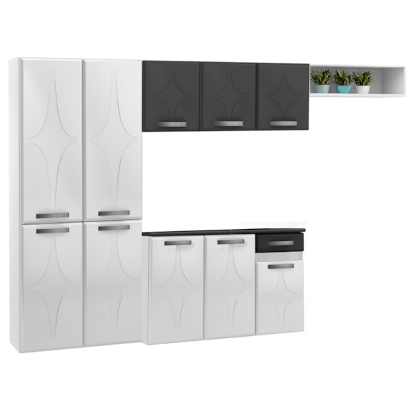 Cozinha Compacta Telasul Rubi Smart 10 Portas 2 Gavetas Preta com Balcao Suspenso Marmore Preto-f5b27ab5-2be4-4d8c-98fb-f3eb9da83552