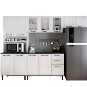 Cozinha Completa Itatiaia New Premium 4 Peças, 12 Portas, com Nicho para Forno, Branco Neve