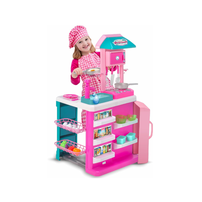Cozinha Infantil Magic Toys Gourmet Rosa com Acessórios