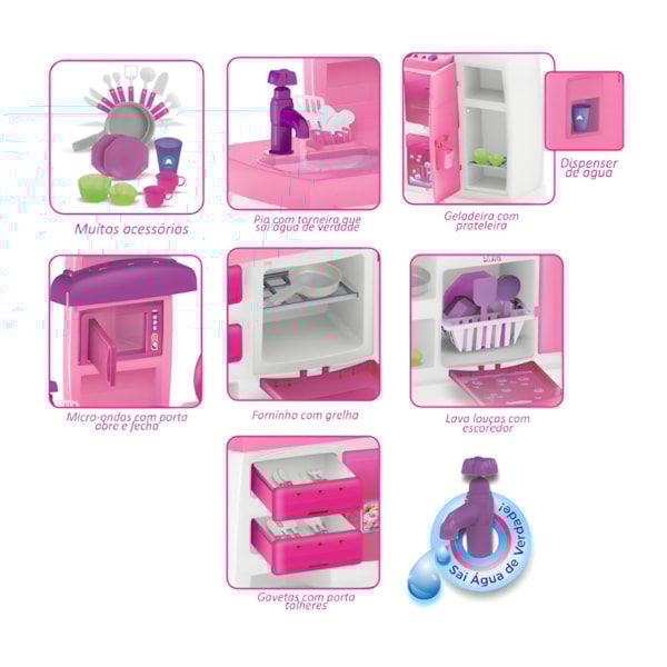 Cozinha Infantil Magic Toys Master Rosa com Acessórios-b1c8b505-5f15-4176-877d-32b0e7997015