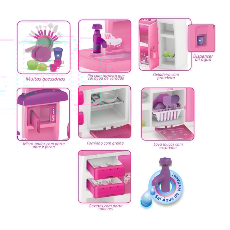 Cozinha Infantil Magic Toys Master Rosa com Acessórios-aa2d89c8-f50f-41f0-aac0-d20a95c0f649