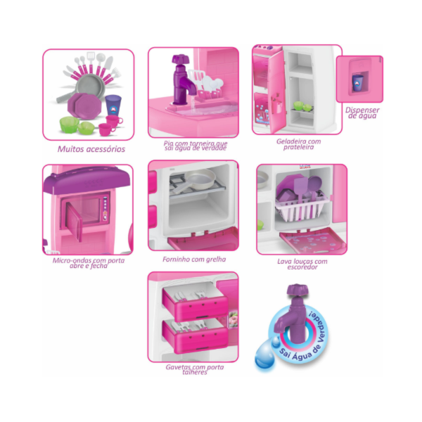Cozinha Infantil Magic Toys Master Rosa com Acessórios-871d0767-c96e-482c-864a-9be5187de715