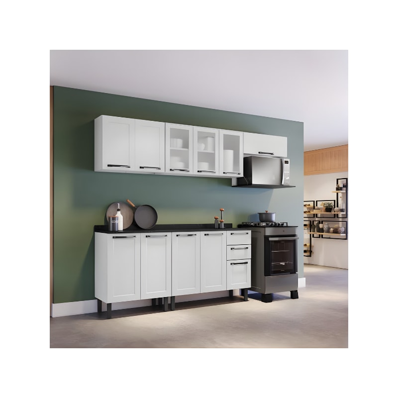 Cozinha Itatiaia Florença Completa 11 Portas 2 Gavetas Branco Modular ARM-70, BALC-105, ARM-105, BALC-70-481b7c4c-91e7-4037-aa31-0949847bc61e