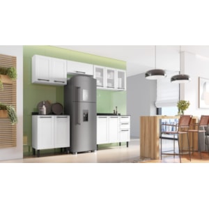 Cozinha Itatiaia Florença Completa 11 Portas 2 Gavetas Branco - Modular ARM-70, BALC-105, ARM-105, BALC-70 com Acabamento em Pintura UV