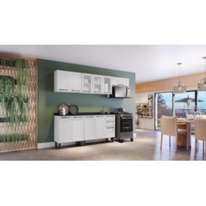 Cozinha Itatiaia Florença Completa 11 Portas 2 Gavetas Branco - Modular ARM-70, BALC-105, ARM-105, BALC-70 com Acabamento em Pintura UV