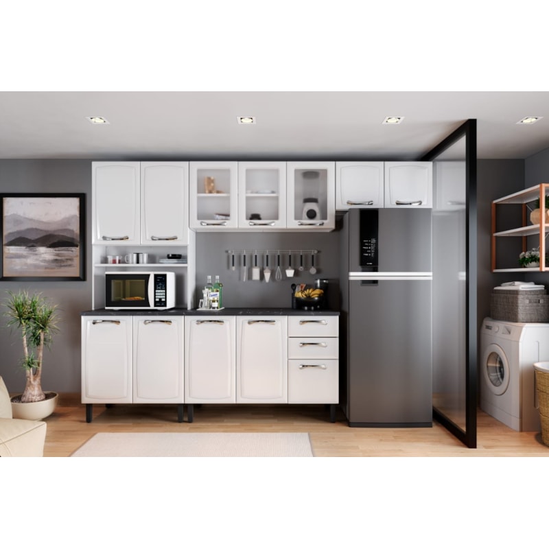 Cozinha Itatiaia New Premium 12 Portas 2 Gavetas 1 Nicho Branco