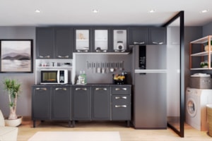 Cozinha Itatiaia New Premium 12 Portas 2 Gavetas 1 Nicho Grafite