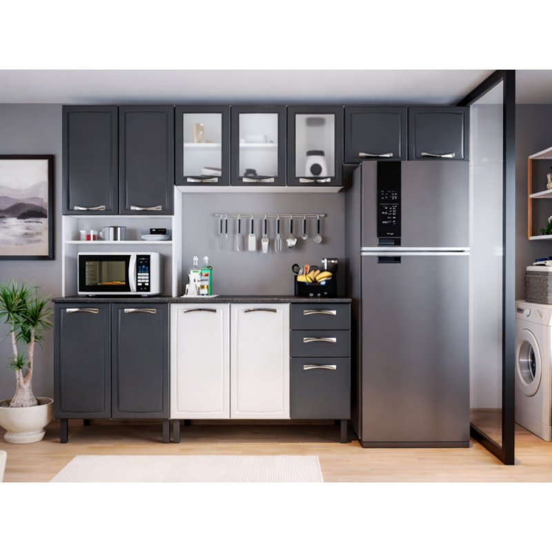Cozinha Itatiaia New Premium Aço 12 Portas 2 Gavetas com Nicho Grafite-1ec425ac-0041-45da-a50d-30532adcc9ba