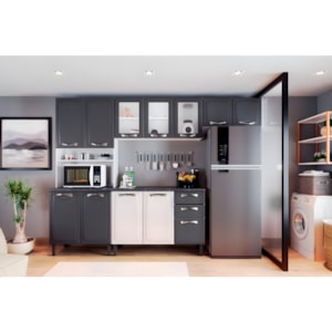 Cozinha Itatiaia New Premium Aço 12 Portas 2 Gavetas com Nicho Grafite