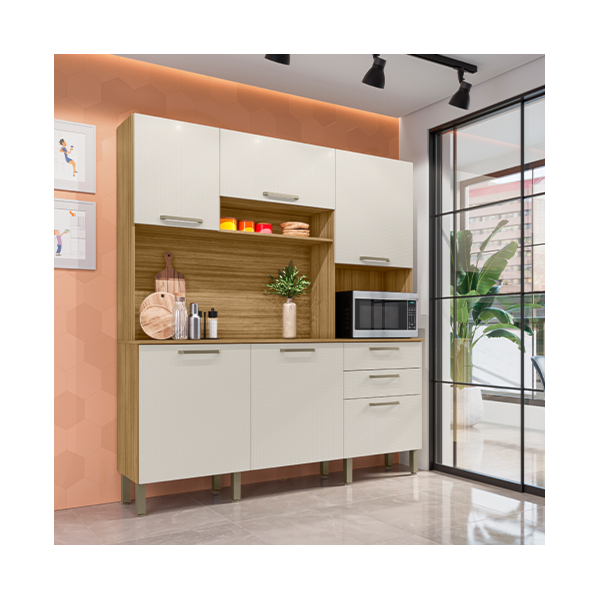 Cozinha Kits Parana Ferrara 6 Portas 2 Gavetas Freijo/Soft-adaf020b-cda2-4975-ad5b-149e7bb7b07f