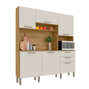 Cozinha Kits Parana Ferrara 6 Portas 2 Gavetas Freijo/Soft