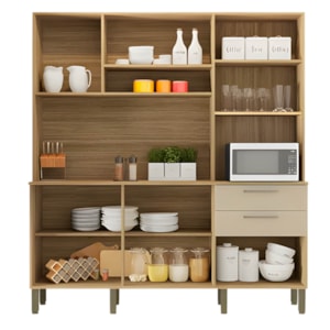 Cozinha Kits Parana Ferrara 6 Portas 2 Gavetas Freijo/Vanilla