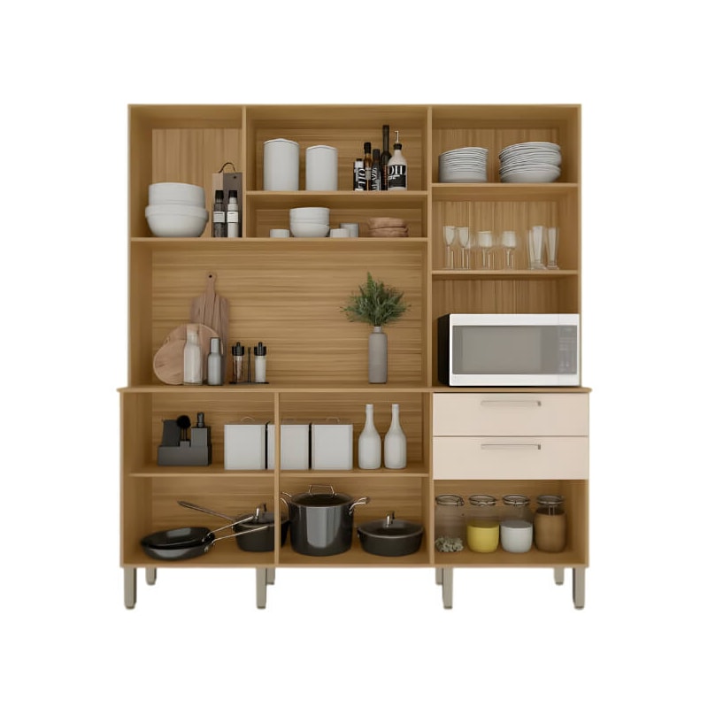 Cozinha Kits Paraná Ferrara Plus 6 Portas 2 Gavetas Freijó/Soft