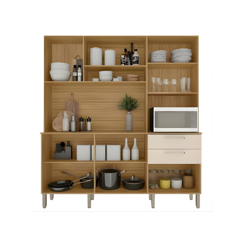 Cozinha Kits Paraná Ferrara Plus 6 Portas 2 Gavetas Freijó/Soft