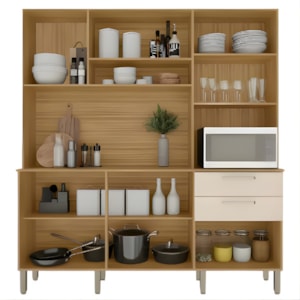 Cozinha Kits Paraná Ferrara Plus 6 Portas 2 Gavetas Freijó/Soft