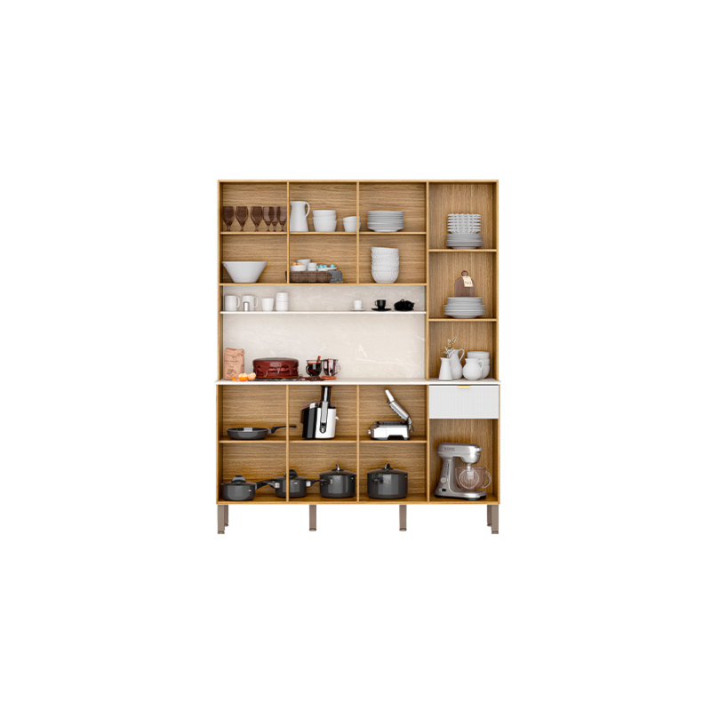 Cozinha Kits Parana Slow 8 Portas 1 Gaveta Freijo/Artico/CP Riscatto Freijo