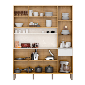 Cozinha Kits Parana Slow 8 Portas 1 Gaveta Freijo/Artico/CP Riscatto Freijo