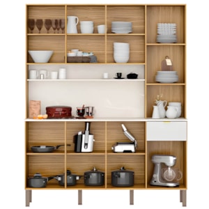 Cozinha Kits Parana Slow 8 Portas 1 Gaveta Freijo/Artico/CP Riscatto Freijo