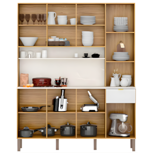 Cozinha Kits Parana Slow 8 Portas 1 Gaveta Freijo/Artico/CP Riscatto Freijo