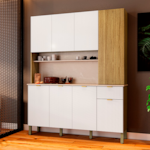 Cozinha Kits Parana Slow 8 Portas 1 Gaveta Freijo/Artico/CP Riscatto Freijo