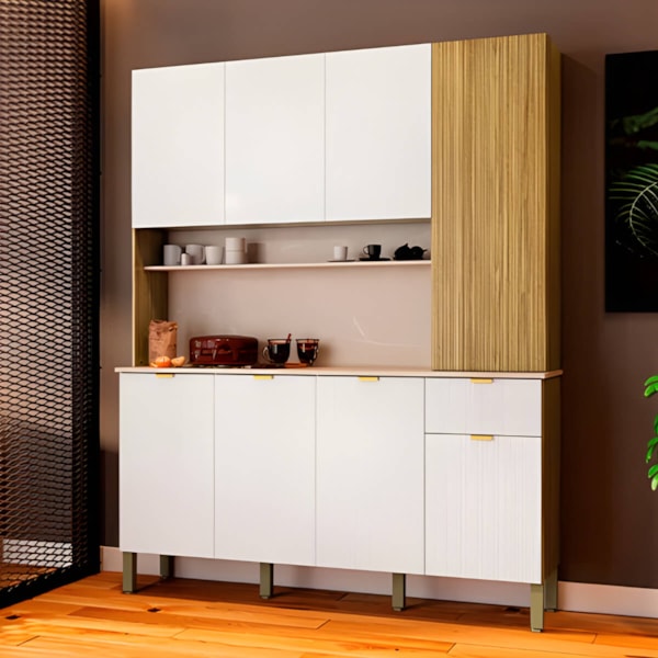 Cozinha Kits Parana Slow 8 Portas 1 Gaveta Freijo/Artico/CP Riscatto Freijo-0a1c147e-b5b7-4927-b8af-a46d6b8f0356