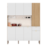 Cozinha Kits Parana Slow 8 Portas 1 Gaveta Freijo/Artico/CP Riscatto Freijo