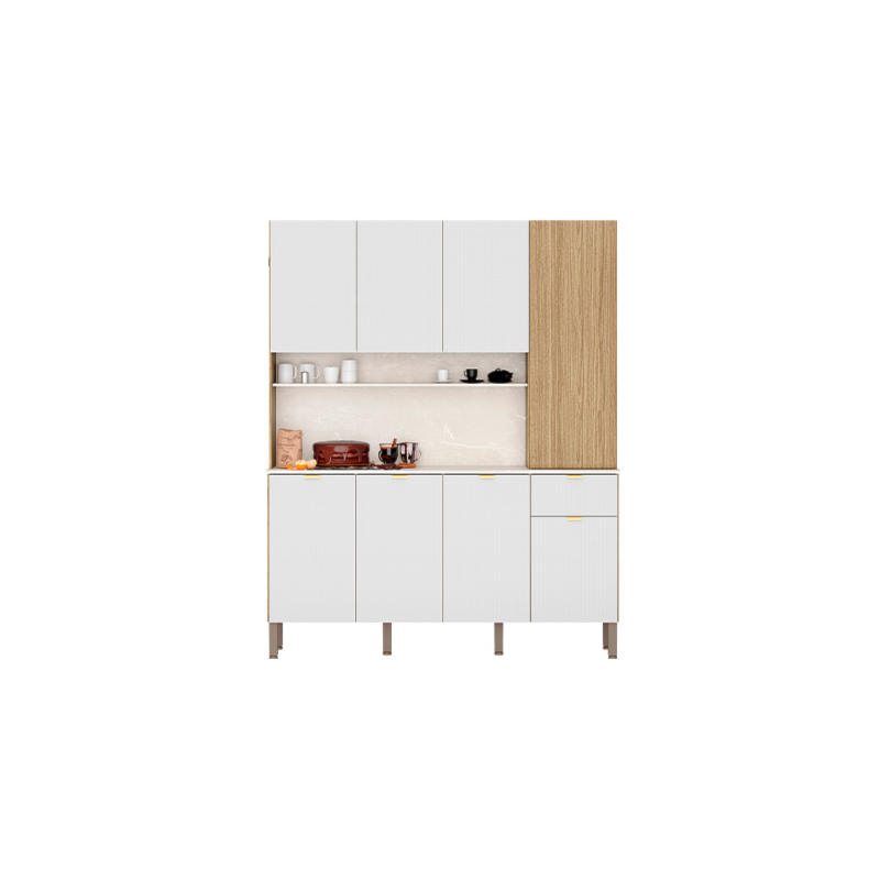 Cozinha Kits Parana Slow 8 Portas 1 Gaveta Freijo/Artico/CP Riscatto Freijo