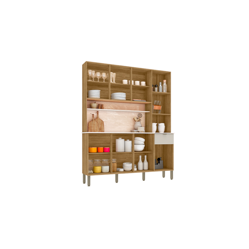 Cozinha Kits Parana Slow 8 Portas 1 Gaveta Freijo/Soft