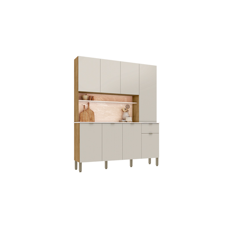Cozinha Kits Parana Slow 8 Portas 1 Gaveta Freijo/Soft