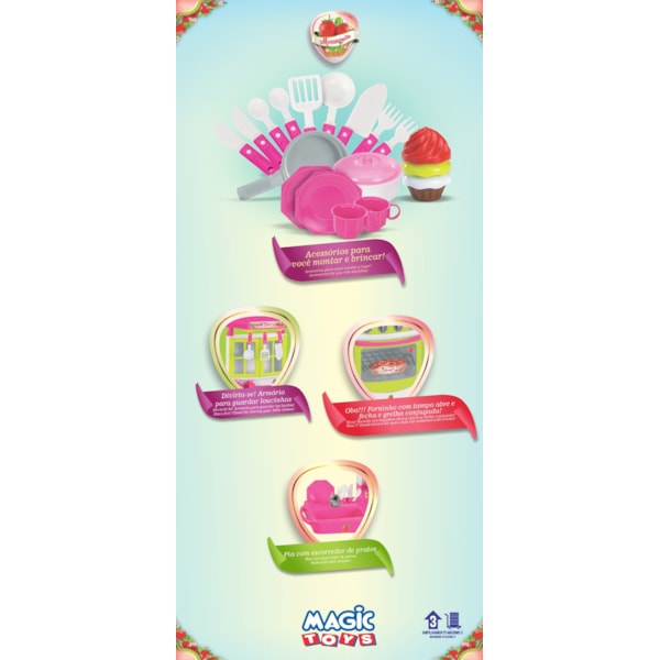 Cozinha Magic Toys Moranguita com Acessorios Rosa-bd488a36-5d76-440d-be18-665cd95223f9