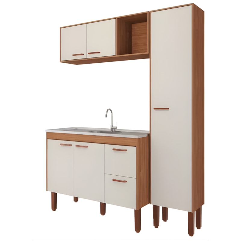 Cozinha Mgm Slim 5 Portas 2 Gaveta Com Lavatorio 1,44MT Freijo/Off White-e1273442-22e2-46d8-971a-fdf506e16e2b