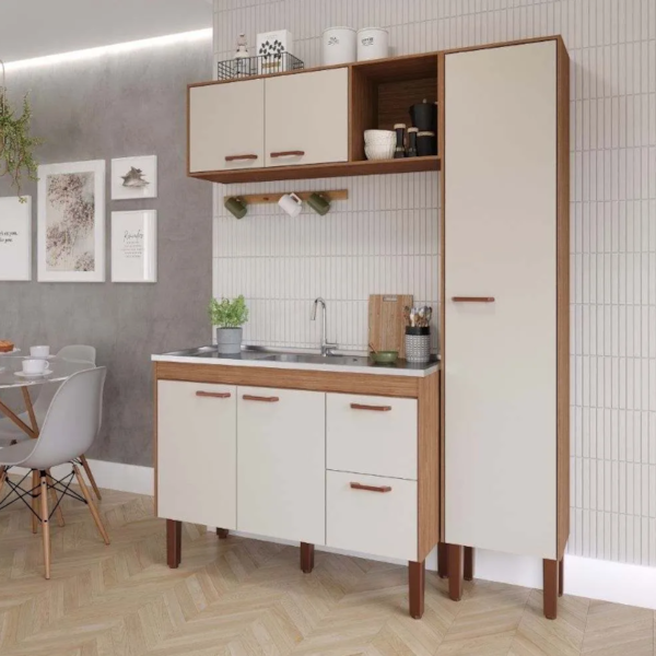 Cozinha MGM Slim 5 Portas 2 Gavetas com Lavatorio 1,14MT Freijo/Off White-e59c4668-ccc7-4bd5-b78a-120b99f5326b