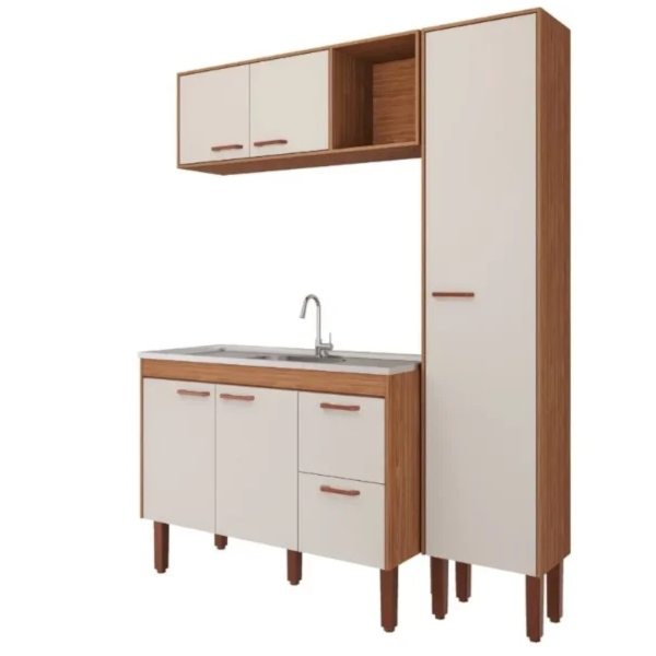 Cozinha MGM Slim 5 Portas 2 Gavetas Com Lavatorio 1,44MT Freijo/Off White 23537.56/23541.56-b3765bbe-3f23-49e4-9443-26645301afd6