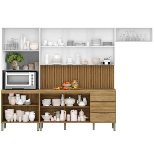 Cozinha Parana Glam 10 Portas 3 Gavetas com Balcao Freijo Supremo Ripado Freijo-1173c068-18a8-4d77-bcfe-e2b4bc4168c6