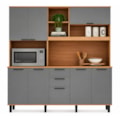 Cozinha Telasul Castanha 8 Portas 2 Gavetas Nicho 1900 mm Freijó/Cinza-c477722a-63fc-4d16-bc33-1f821011dd14