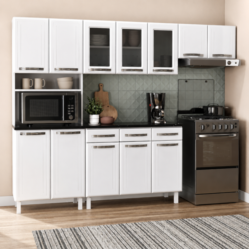 Cozinha Telasul Esmeralda Plus 12 Portas 3 Gavetas Branco