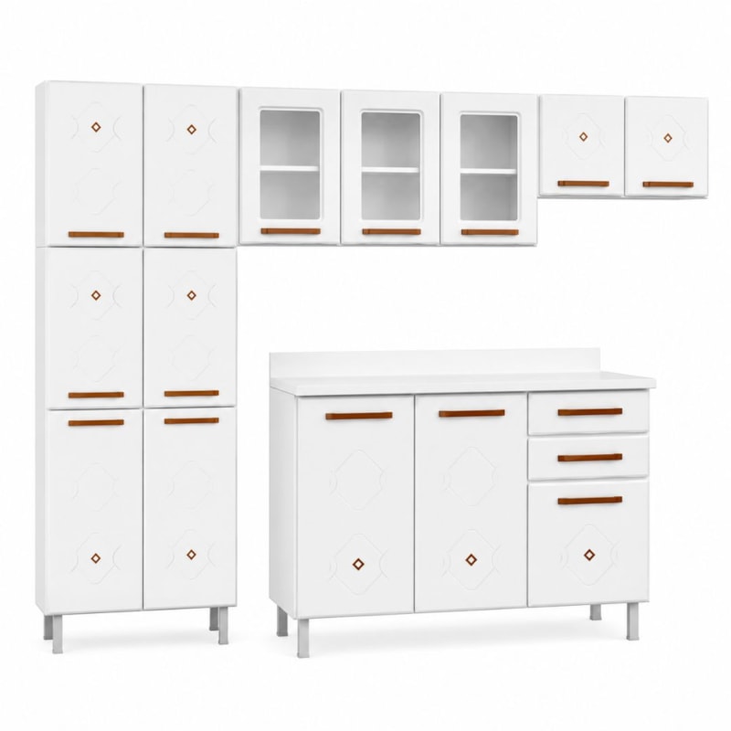 Cozinha Telasul Mirage New 14 Portas com Vidro 2 Gavetas e Tampo Branco-2b902b69-a523-45ec-8827-14fc54d742f1